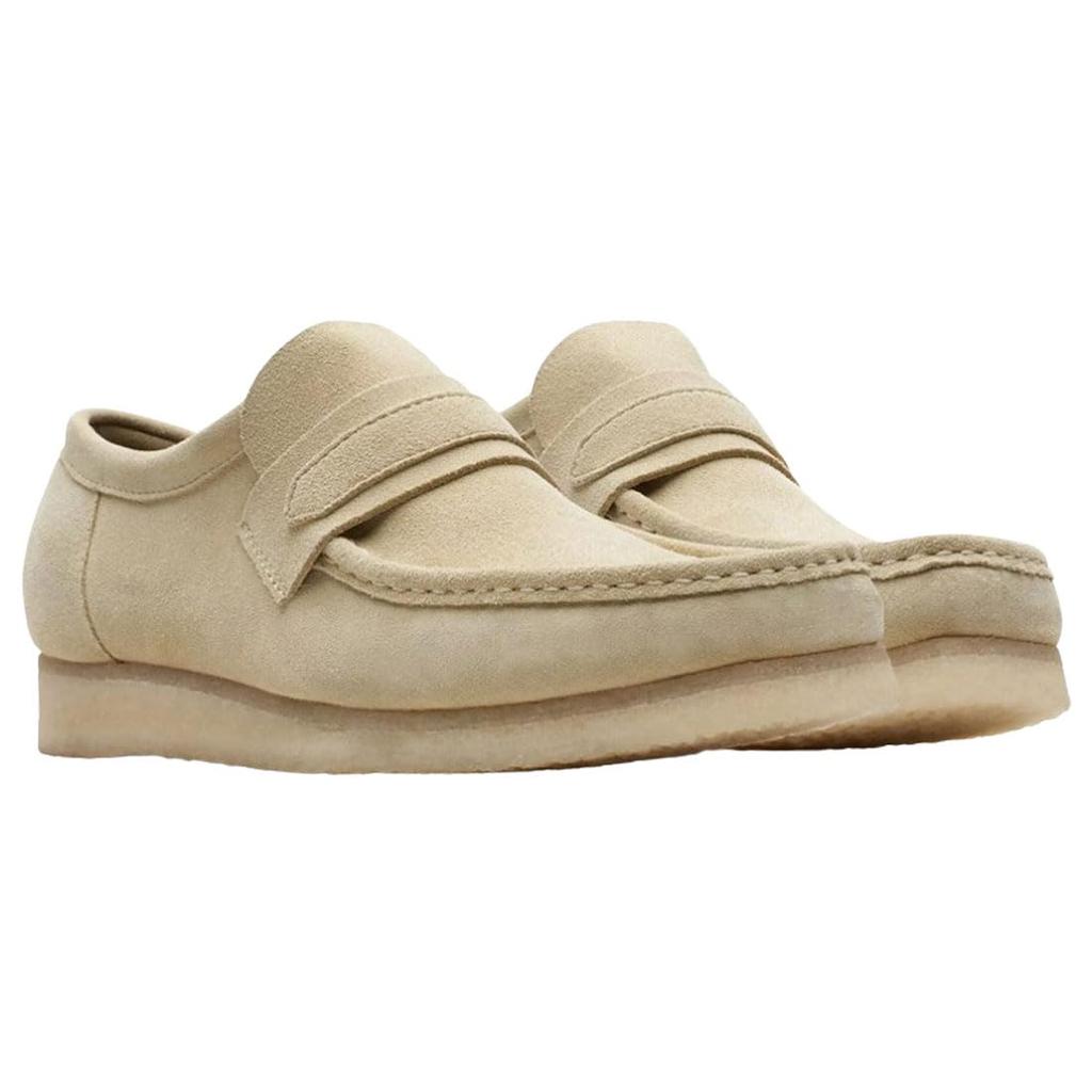 Clarks Wallabee Crepe Standard UK8 Loafers, Sole, Shoes, Suede, Maple, Beige, Men's, 26172504, Maple_Suede, (26.0cm)