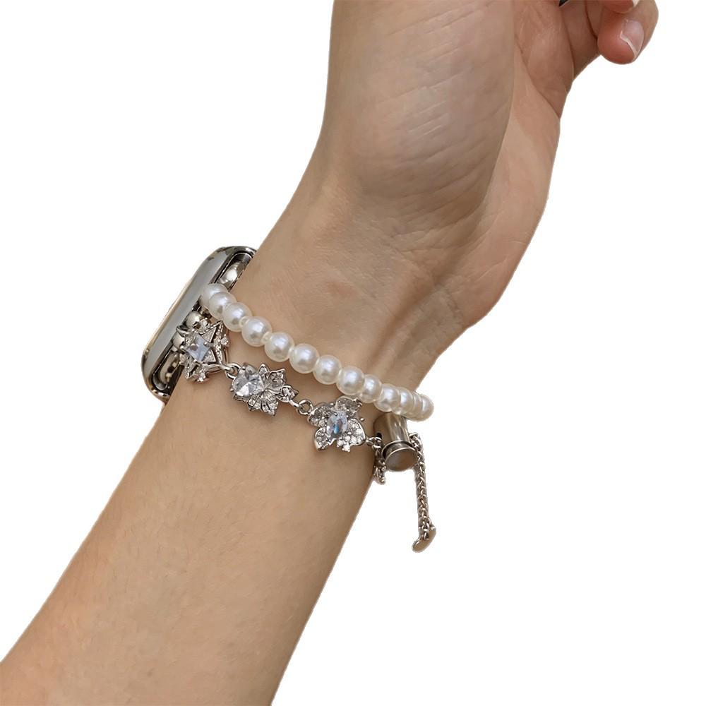 Diamond & Pearl Chain Watch Strap for Apple Watch Series 2-10