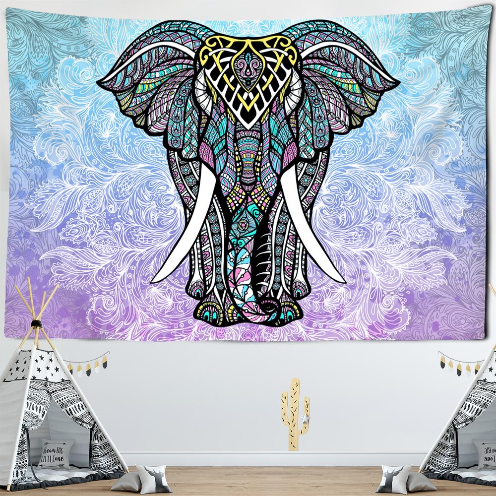 Style Elephant Tapestry Wall Hanging Yoga Mat for Home Bedroom Decor Mandala Psychedelic Polyester Tapestry