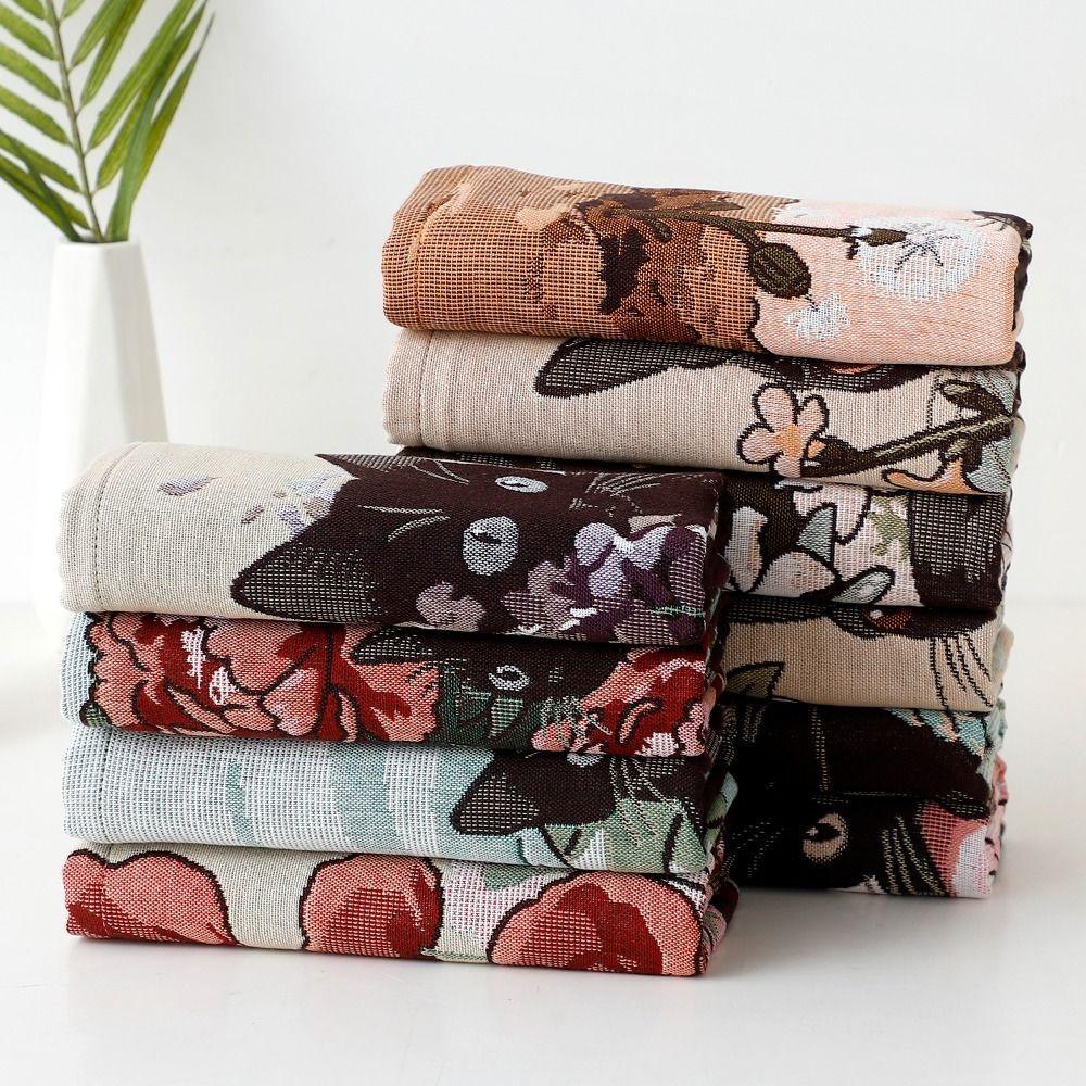 Cute 34x40cm Large Hand Towel Cat Pattern 4 Layer Cotton Gauze Kitchen Towel Decorative Quick Dry Tea Towel Home Restaurant