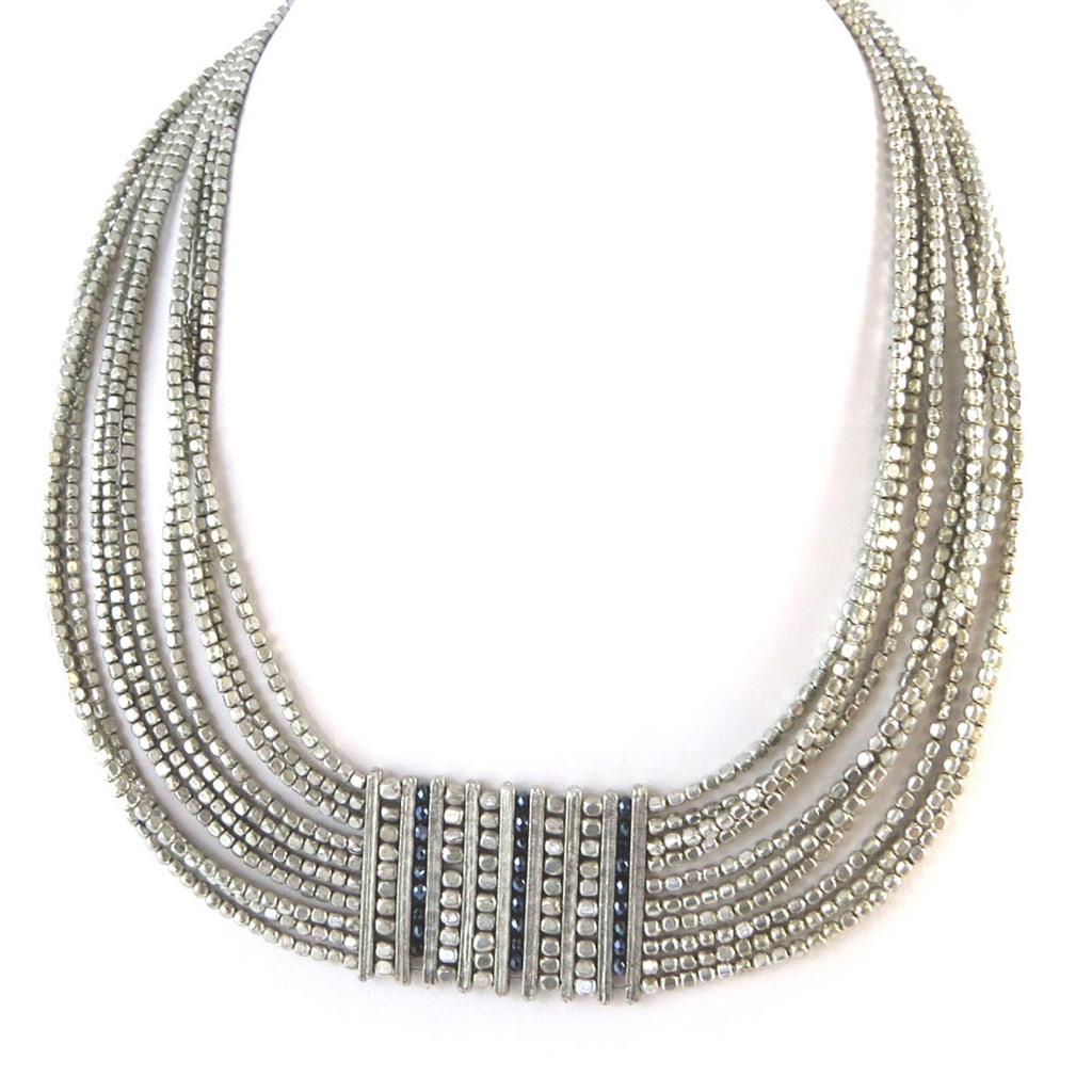 Les Trésors De Lily [N8257] - Silver Black 'Cléopatra' Designer Necklace