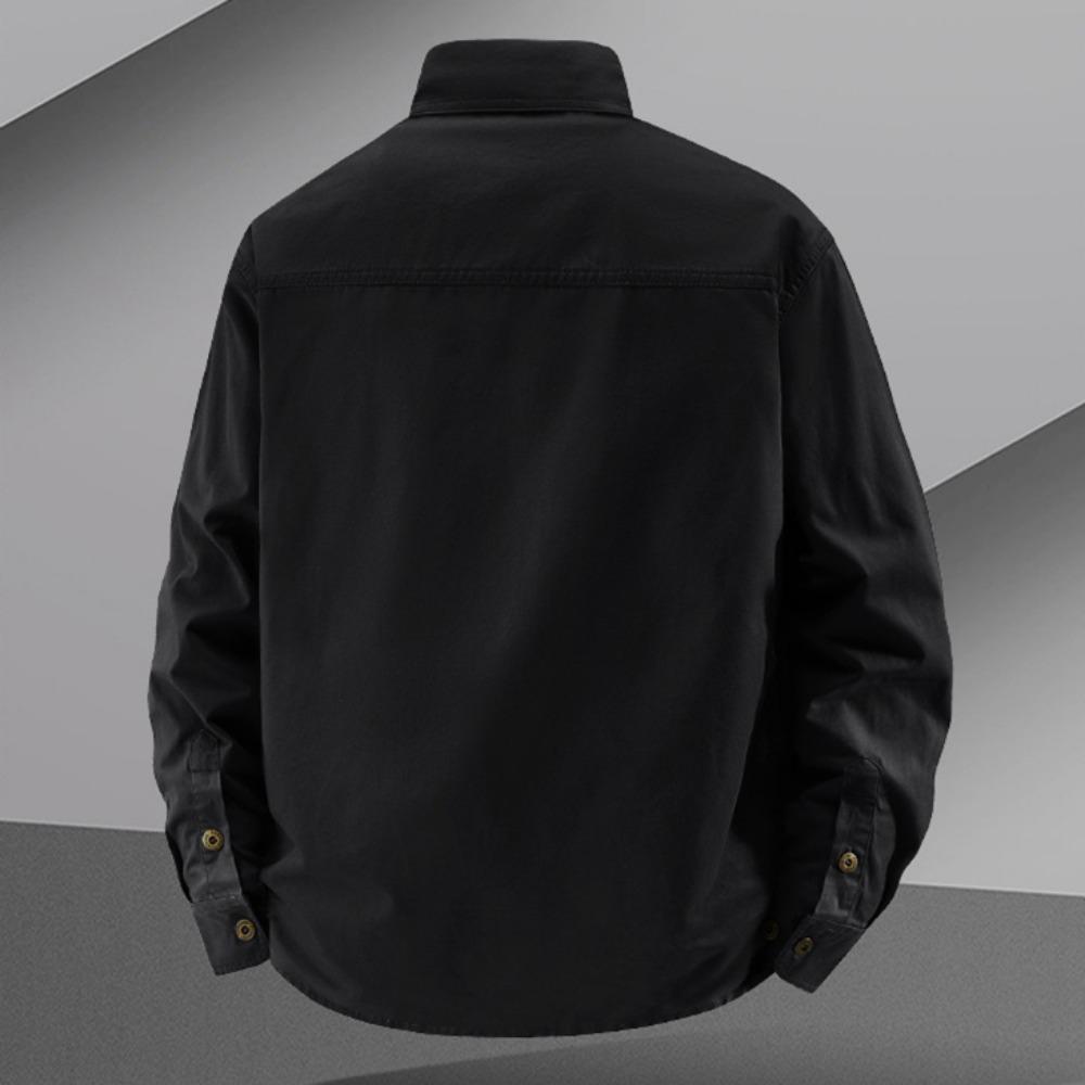 Vintage Men's 100% Cotton Shirt Safari Style Multi-pocket Lapel Top Spring Autumn Long Sleeve Youth Loose Shirts Plus Size M-6XL