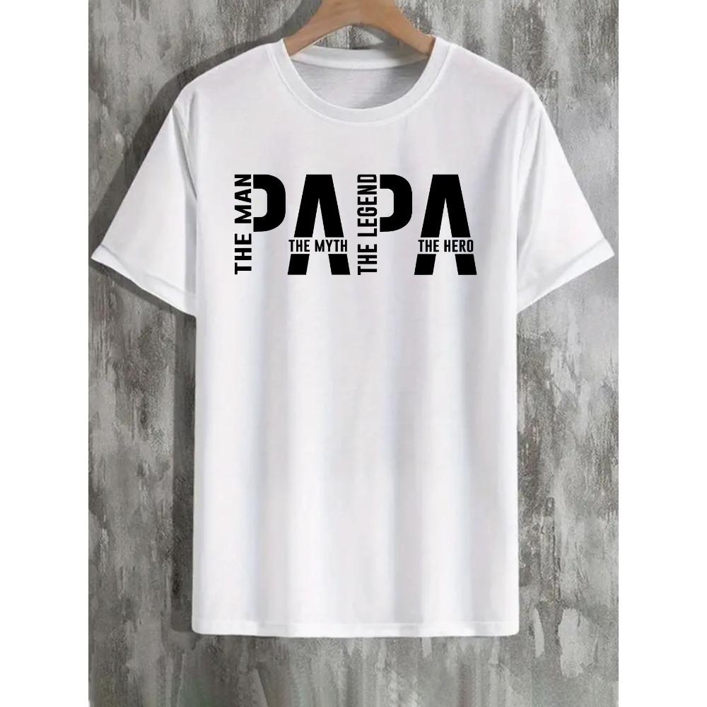 Europäische Größen [Retro Grafik-T-Shirt] Leichtes Grafik-T-Shirt | Herren "für Mann. Der Mythos. Die Legende. Papa"