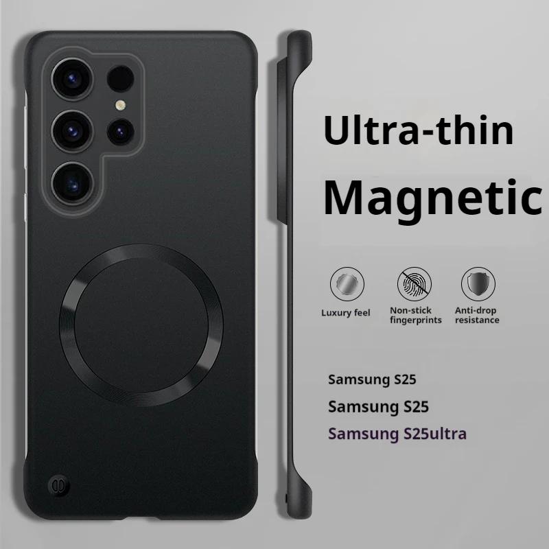 Thin Frameless Ultra Thin Magnetic Phone Case for Samsung Galaxy S26 Ultra S25 S24 S23 S22 Plus PC Hard Protective Cooling Cover