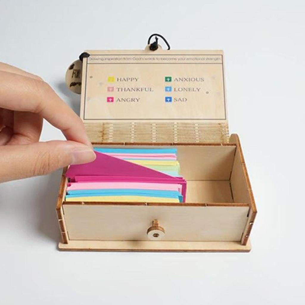 Wooden Bible Verses Box with 90pcs Prayer Cards Inspirational Scriptures Box Christian Bible Storage Case Home Gathering Gift