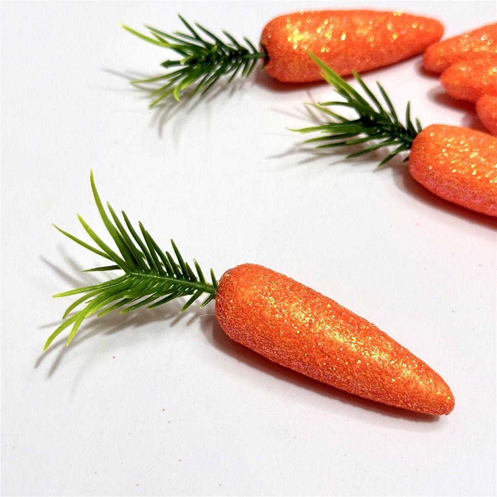 Lifelike Fake Carrots Glitter Easter Ornaments 6Pcs Kitchen Photography Props