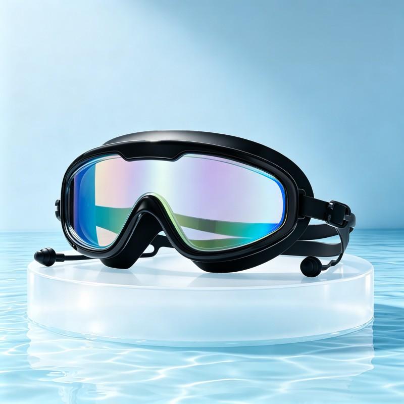 Adult Swim Goggles HD Waterproof Anti-Fog Diving Eyewear With Earplugs