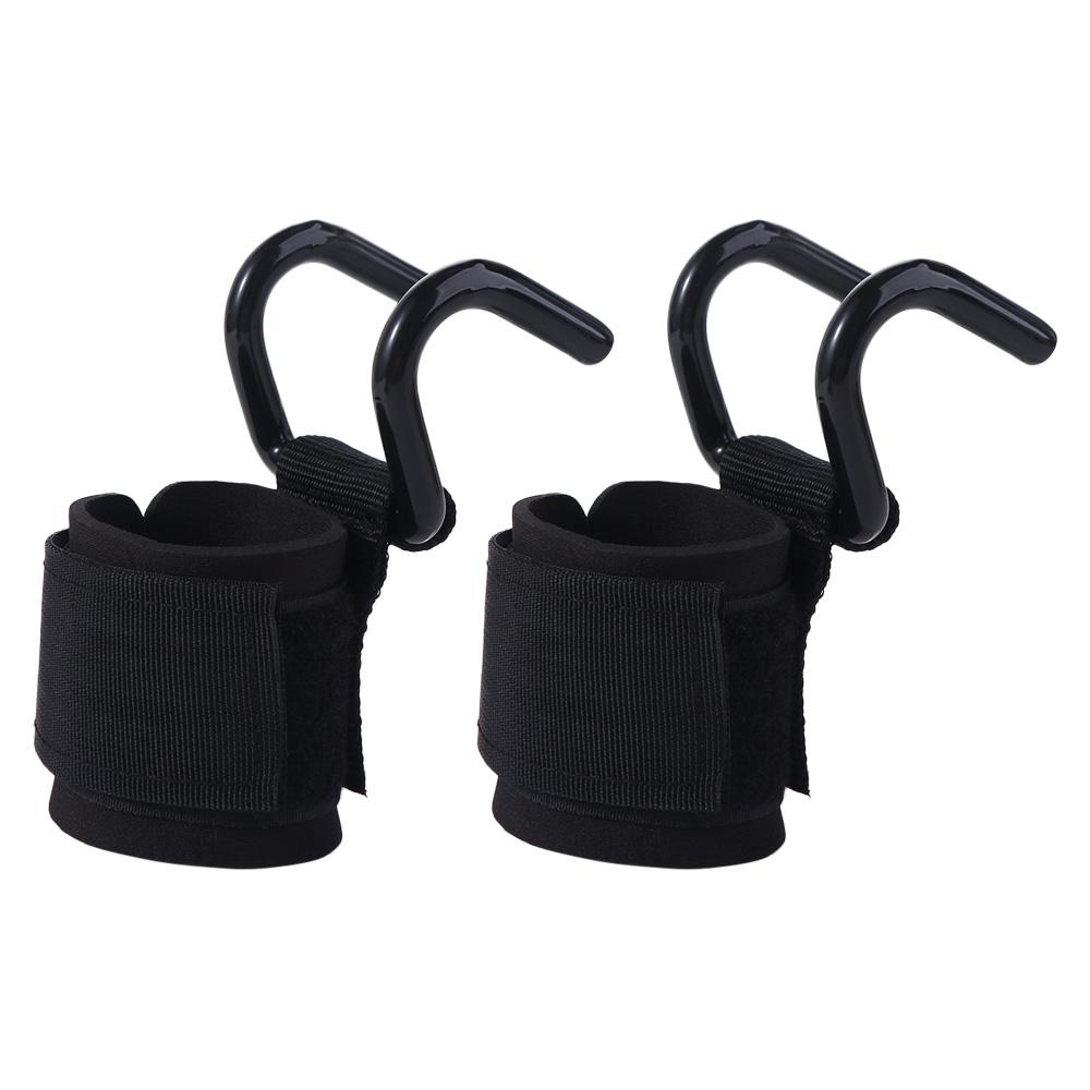 1 Pair Pull-up Weight Lifting Grip Hook Non-Slip Steel Hook Grips Strap  Strength Training