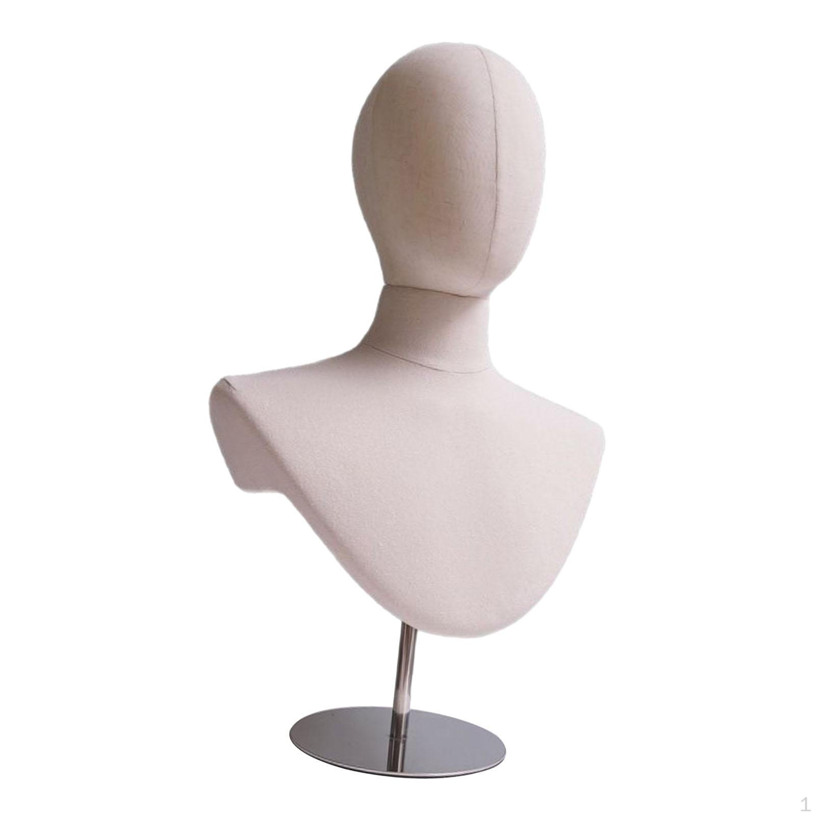

Adjustable Height Display Stand for Mannequin Head with Hat Rack Silver Base