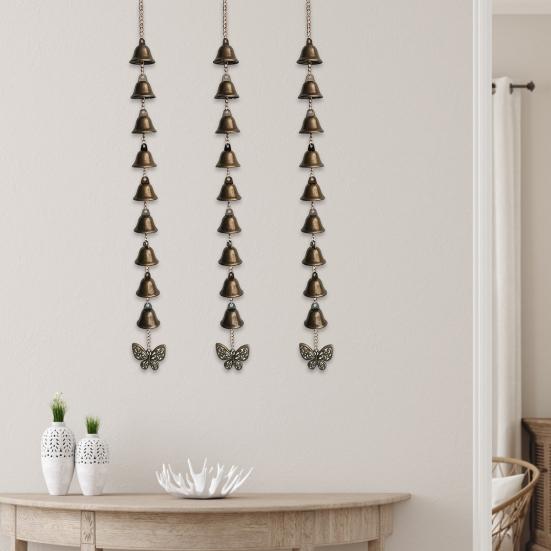 Vintage Hanging Wind Chime Weather-proof Metal Wind Bell Cluster with Chain Retro Outdoor Garden Patio 5/9 Bells Hanging Decoration Ornament