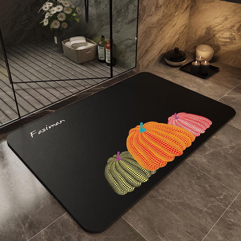 Minimalist Quick-Dry Absorbent Diatomaceous Earth Bathroom Floor Mat - Non-Slip, Wear-Resistant Foot Pad for Toilet Entrance