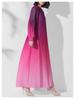 Middle Eastern Style Women's Gradient Robe Dress, Semi-High Neck, Plus Size, High-End Bud Skirt.