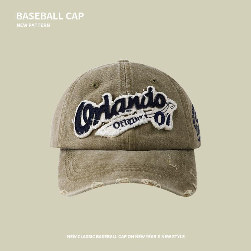 

Retro old baseball cap women s washed ripped denim cap men s wide-brimmed versatile outdoor sports hat tide