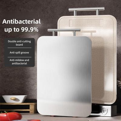 New Double-sided Cutting Board Food Grade Wheat Straw Chopping Block Stainless Steel Multifunctional Chopping Board