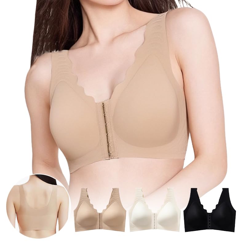 

Бюстгальтер с передней застежкой, бесшовный, на больших косточках, предотвращает образование идеальной ложбинки, можно использовать 24 часа в сутки [veimia] Бюстгальтер, [Удивительная стабильность, бежевый