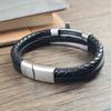 Charm Cross Braid Pattern Leather Woven Stainless Steel Bracelet Magnetic Buckle Rope Woven Bracelet Men's Jewelry Gifts