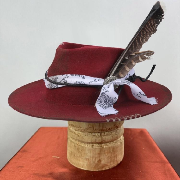 Wool Homburg Exotic Feather Wool Hat Gifts for Comedy Hat Wide Brimmed Unisex Wear for Gatherings Photo Props