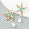 Bohemia Beach Style Imitation Pearl Starfish Pendant Earrings for Women Summer Fashion Jewerly Accessories GIfts Daily Wear