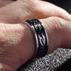 New Vintage 8mm Black Pattern Ring for Men and Women