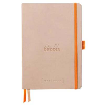 Rhodia Rhodiarama Goal Book Notizbuch, A5, Gepunktetes Gitter, 240 Seiten, Italienisches Leder Cover, Rose Smoke, CF117803