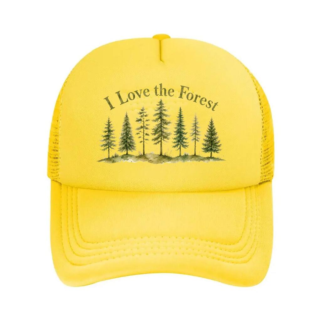 I Love The Forest Watercolor Trees Mesh Baseball Cap For Womens Unisex FeUnisex Beach Dad Hat Hip Hop