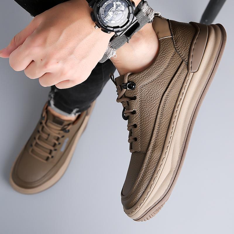 Mode Haute Qualité Chaussures de Planche Décontractées en Cuir pour Homme Été Décontracté Business Chaussures Oxford Semelle Épaisse Extérieur Polyvalent Chaussures de Marche