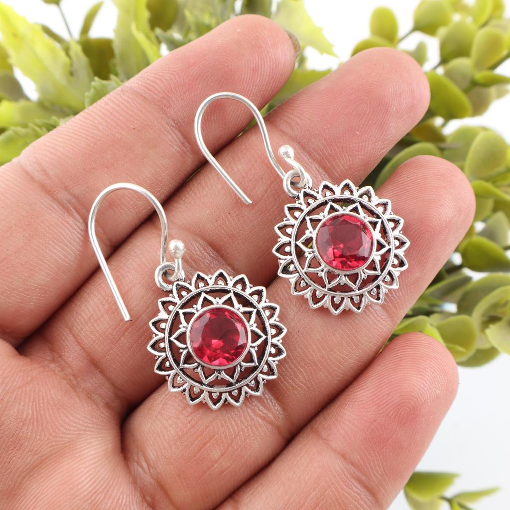 Pink Tourmaline Gemstone Jewelry, 925 Sterling Silver Earring, Handmade Gorgeous Jewelry, Designer Earring Gift For Women