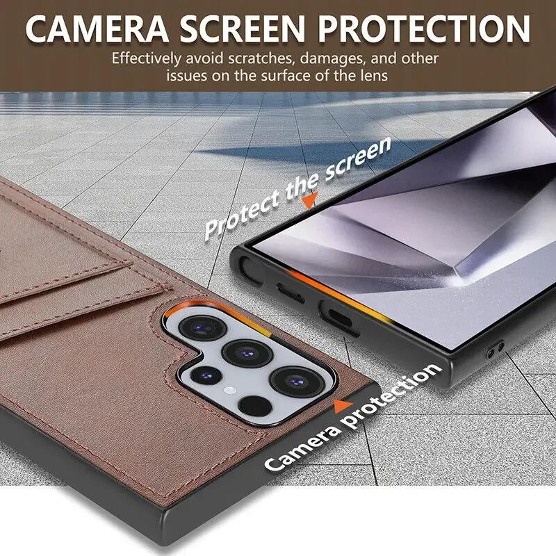 Leather Phone Case for Samsung Galaxy S26 S25 Edge S24 S23 Ultra S22 S21 S20 FE A17 A37 A57 A16 A36 A56 Card Wallet Pocket Cover