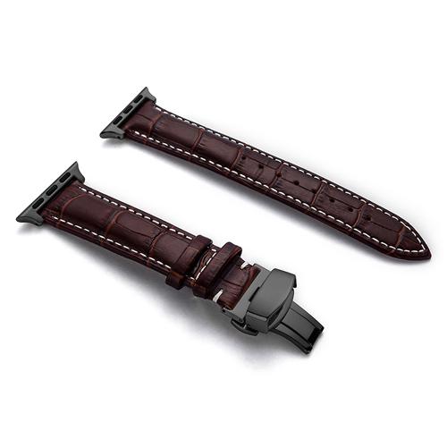 Leather strap for Apple watch band 44mm 40mm 45mm 41mm 49mm 42mm 38mm Butterfly buckle Bracelet iwatch serie 3 5 6 se 7 8 ultra