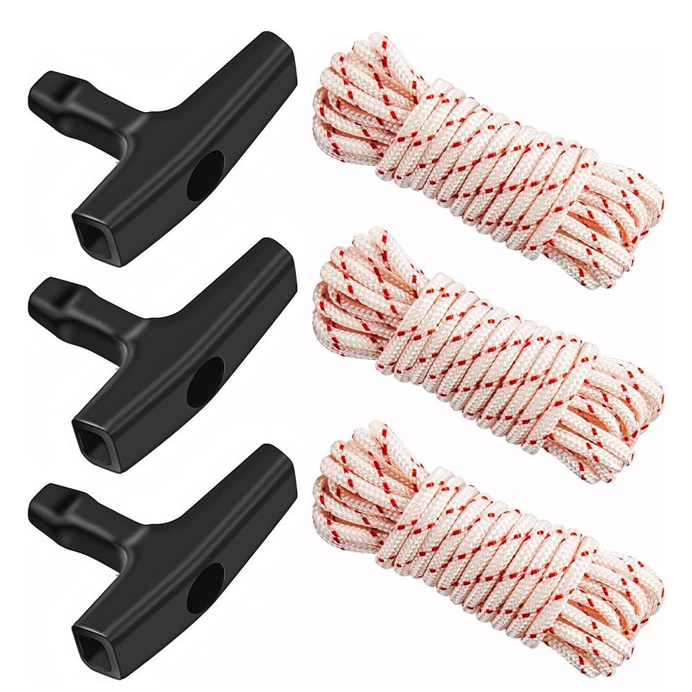 Starter Rope Set 3pcs with Handle for Recoil Pull Cord Chainsaw For garden Engines Lawn Mower Leaf Blower Replacement