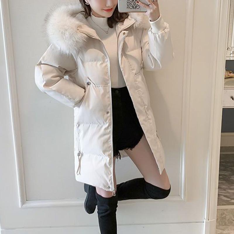 Mantel für Damen Fleece Verdickt Plüsch Herbst Winter Locker Groß Pelzkragen Windbreaker Wasserdicht Lässig Daunenjacke