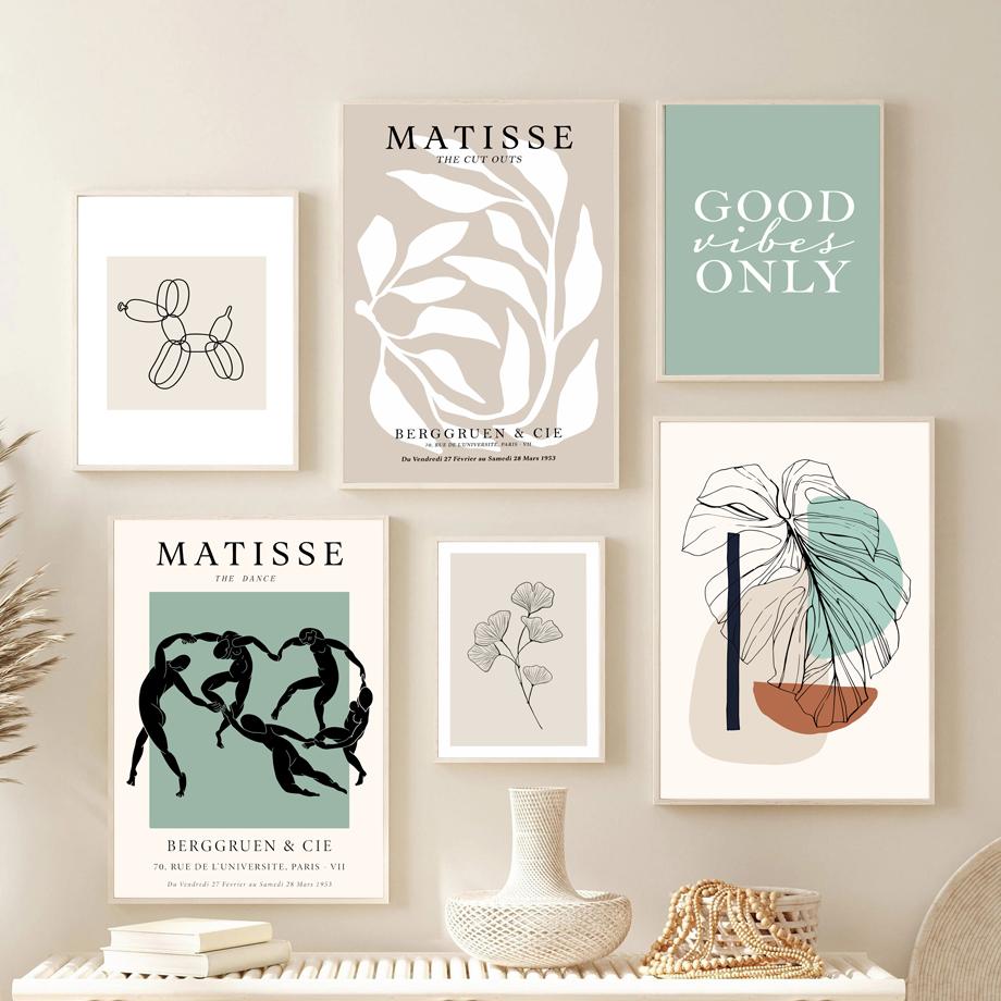 Abstract Matisse Dance Plants Leaf Lines Posters And Prints Canvas Painting Nordic Wall Art Pictures For Living Room Decor