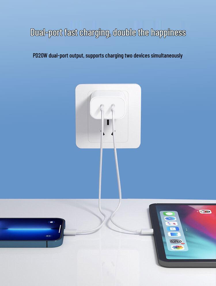 PD40W Dual USB-C Fast Charger for Apple Devices - US/EU Standard, Dual Port