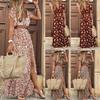 Floral Summer Women Long Maxi Dress Ladies V Neck Boho Beach Holiday Sundress