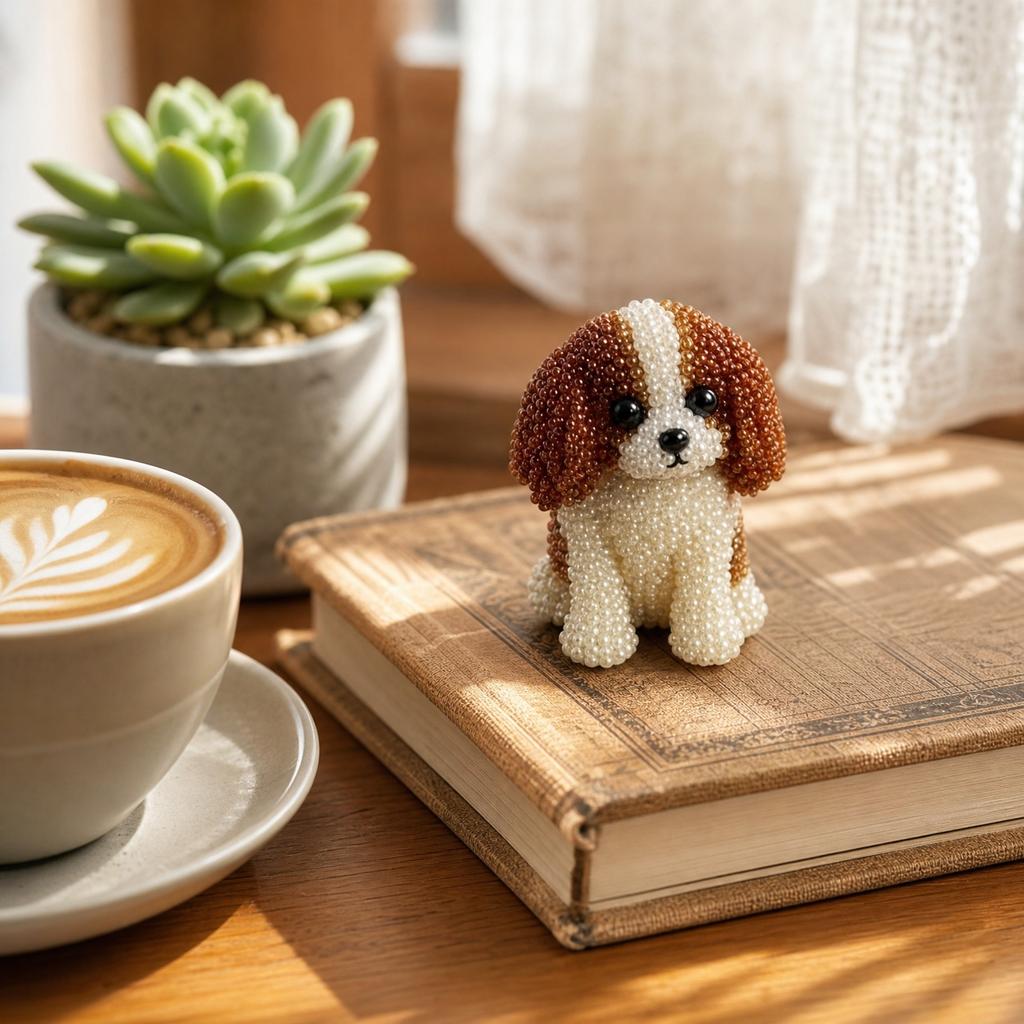 DIY Beaded Dog Embroidery Kit Handcraft Beadwork Animal Model Kit with Materials and Instructions for Beginners and Adults