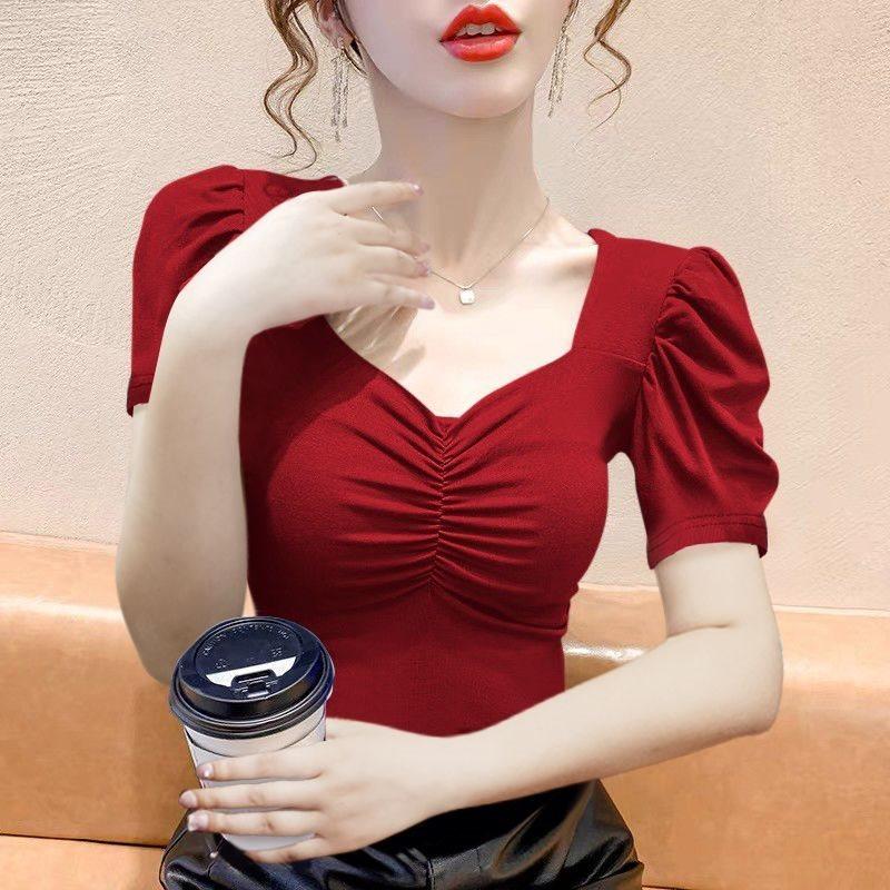 French Style Sleeveless V Neck T Shirt With Embroidery For Women Casual Wear