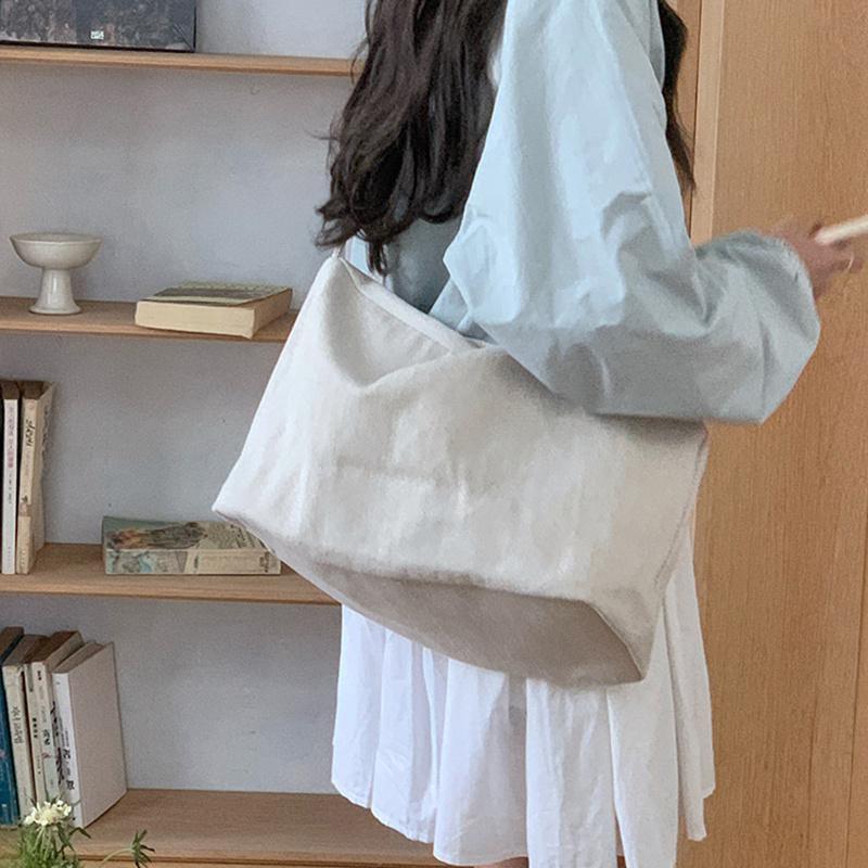Lazy Style Large Capacity Canvas Tote Bag New College Student Class Bag Commuting Shoulder Crossbody Bag for Women