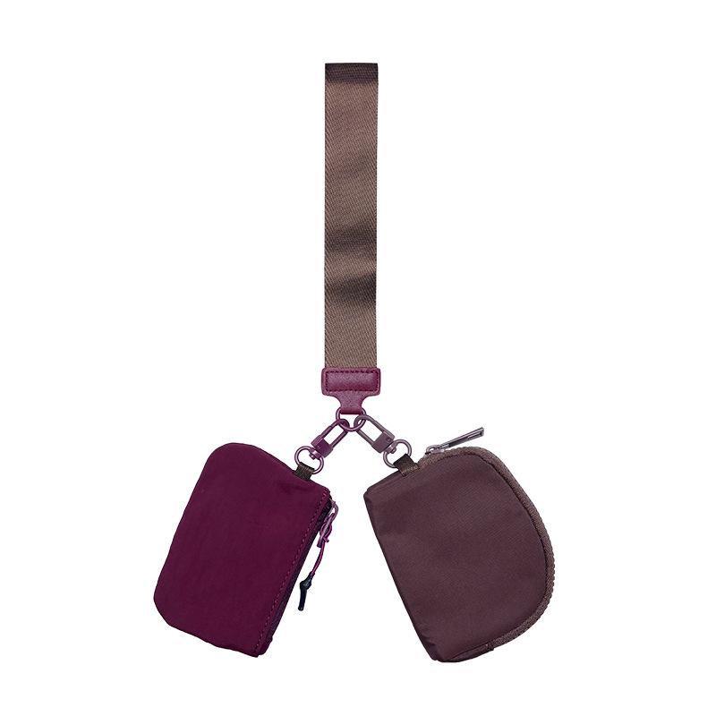 Lulu Multifunctional Waterproof Nylon Wrist Bag: Stylish Double-Pocket Coin, Card Purse & Key Chain.