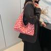 Trendy Vintage Pink White Brown Canvas Tote Bag For Daily Casual Use