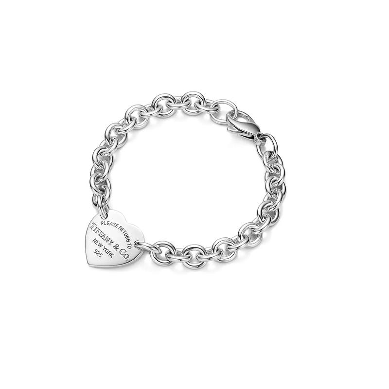 TIFFANY &CO Heart Shape Letter Logo 925 Silver Bracelet Women's Silver 60118040-Silver 20