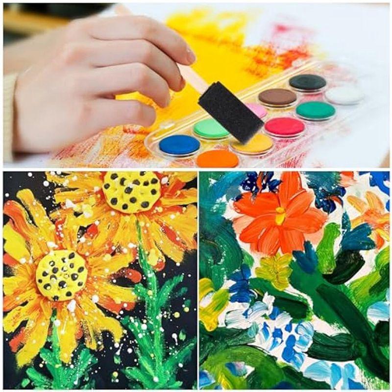 C-Convenient-1 Inch Foam Paint Brushes,100Pcs Painting Sponges-Foam Brushes Sponge Brush For Painting,Crafting,Acrylics,Stains