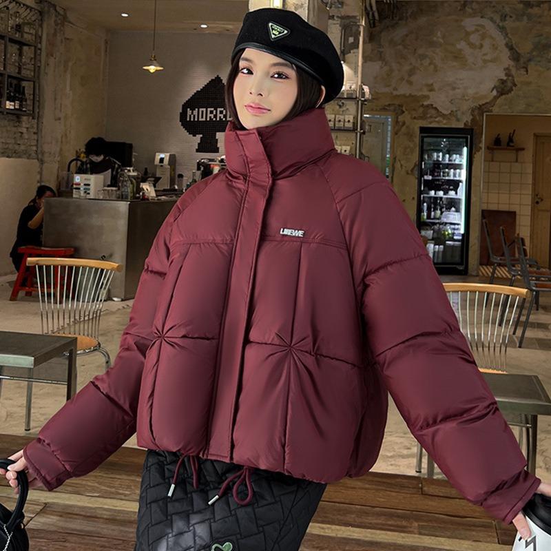 Down cotton clothes women's autumn and winter thickened short stand-up collar new winter small loose bread clothes jacket