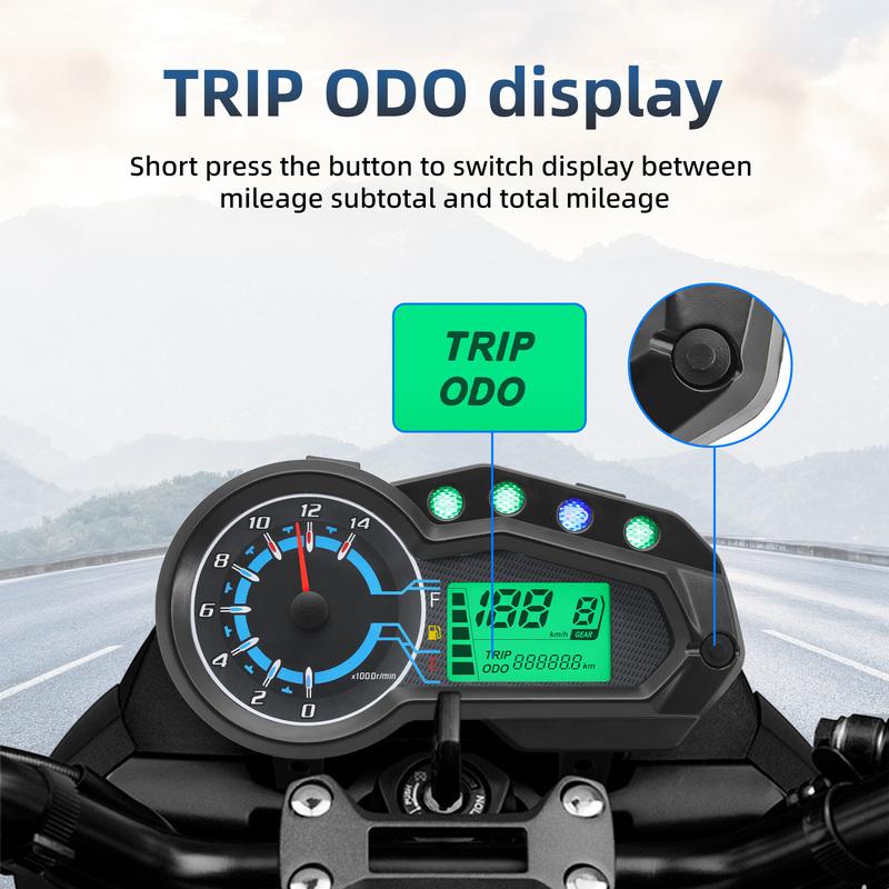 

Newest Motorcycle trument RPM Tachometer Speedometer Gauge ODO TRIP Motorcycle Dashboard With Oil Fuel Level/Turn Signal/Gear