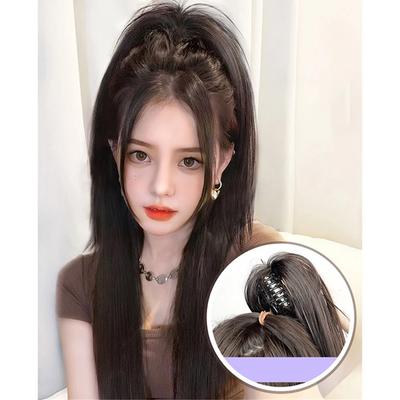 Synthetic Long Straight Claw Clip On Ponytail Hair Extensions Heat Resistant Pony Tail Hair Piece For Women Daily Party