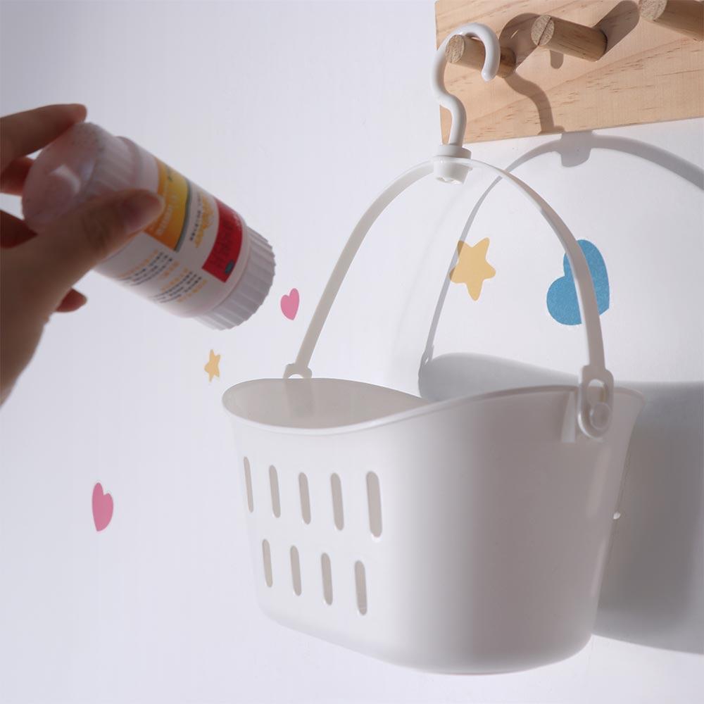 White Shower Storage Basket Hangable Sundries Hanging Basket Portable Sink Holder  Kitchen