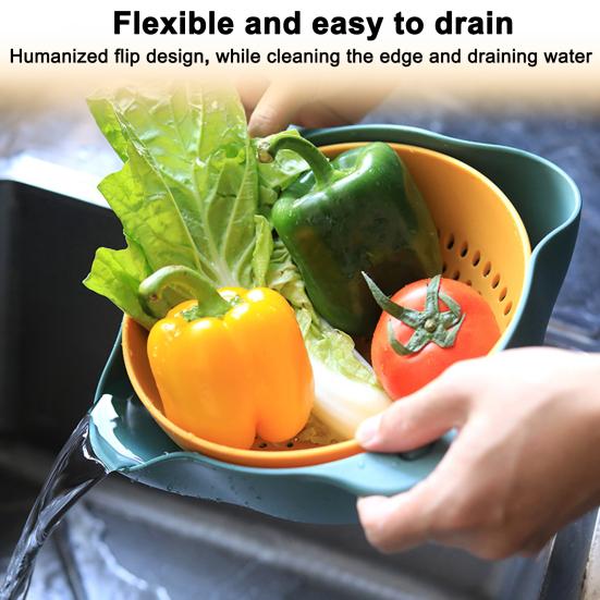 Dobbeltlags avløpskurv med håndtak avtakbar matvarekvalitet PP frukt grønnsaksavløp Tørketrommel Vaskekurv