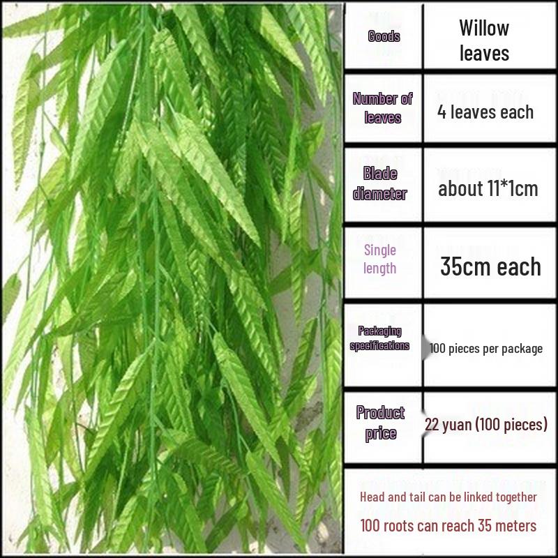 Large Grape Leaf Vine Decoration - Fake Fruit String for Wall, Ceiling, or Pipe with Green Tree Leaves