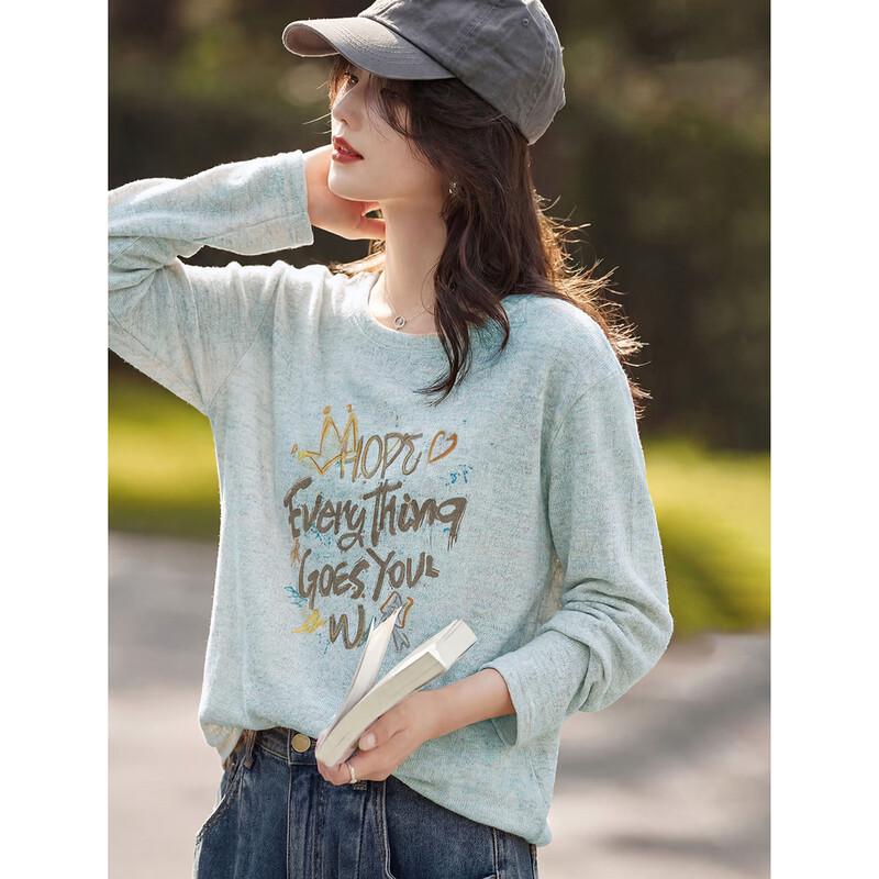 

Unisex Casual Letter Graffiti Long Sleeve Knit Top XL