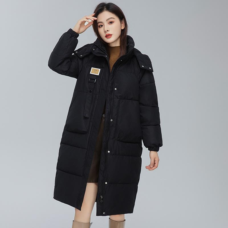 Women's Extended Over-the-knee Plus Size Winter Clothes New Korean Version of Hooded Down Cotton-padded Jacket Loose Cotton-padded Jacket.