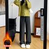 Knitted Fleece Wide-leg Pants Gray Glutinous Rice Pants Women's Pants Drape High Waist Mopping Trousers Slim Straight Casual Pants